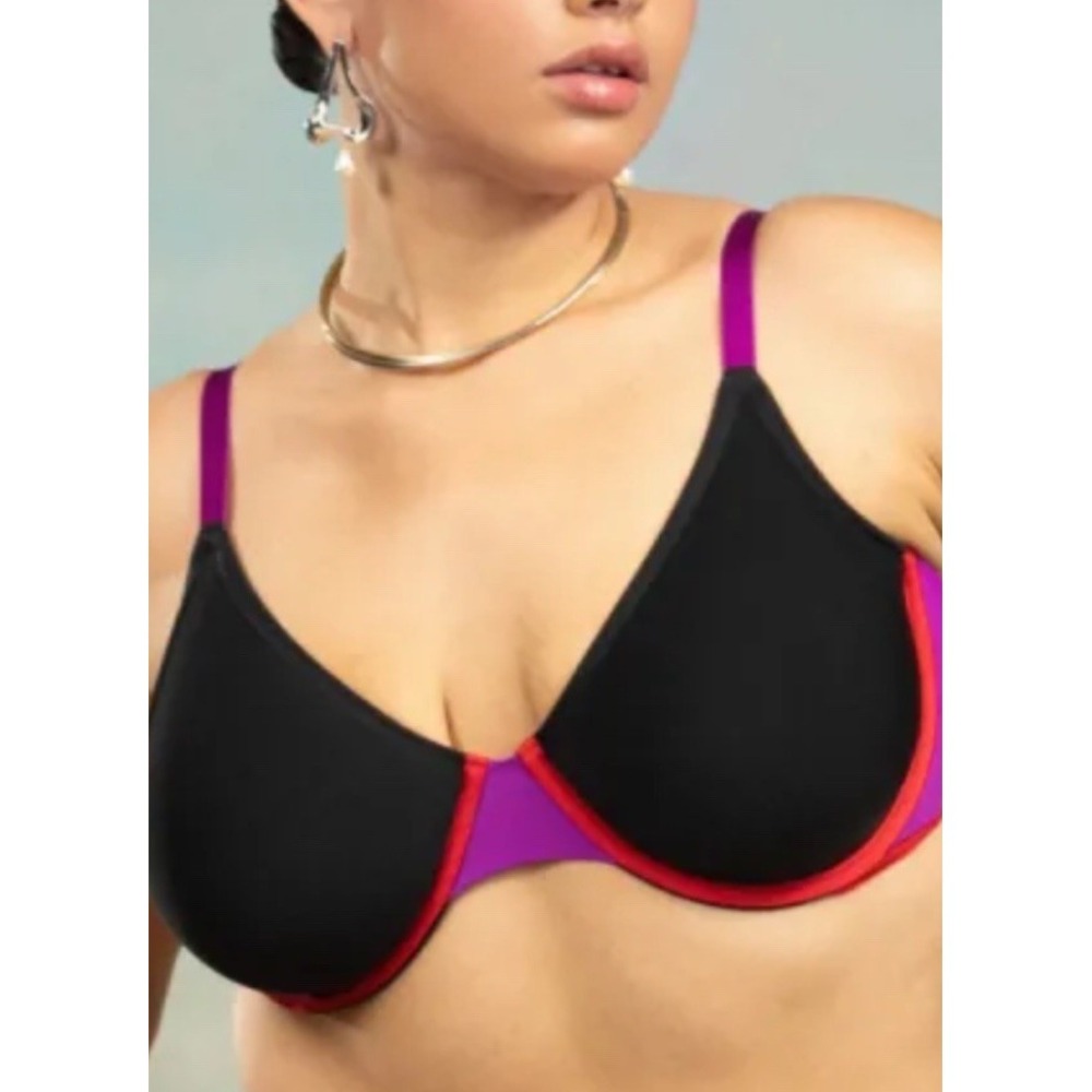 Parade Women's Plus 2X Red/Black/Purple Unlined Underwire Bralette Coverage